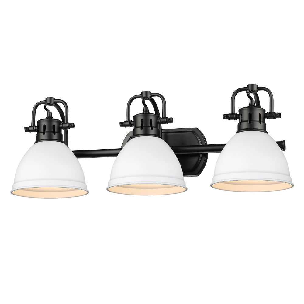 Yep by Golden Lighting Duncan 3-light Vanity in Matte Black and Matte White shade